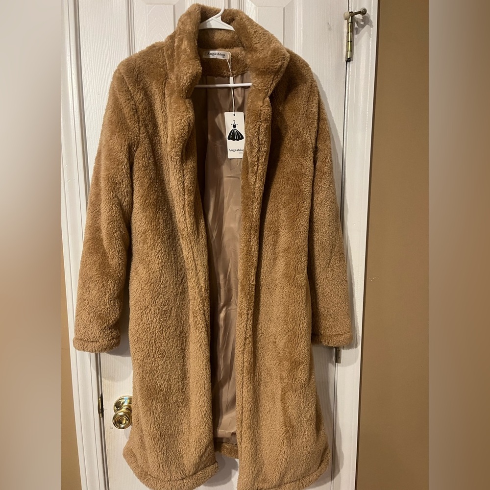 Brown soft fuzzy coat